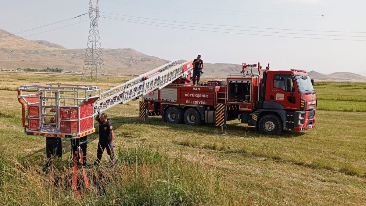 Van’da inek kurtarma operasyonu