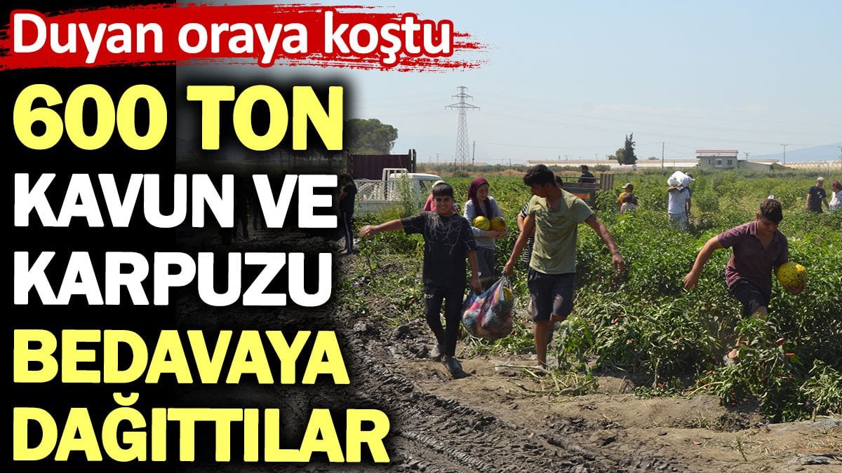 600 ton kavun ve karpuzu bedavaya dağıttılar. Duyan oraya koştu