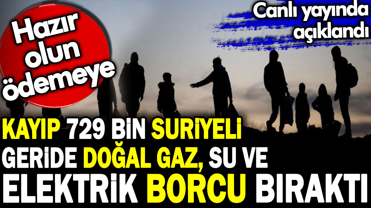 Kayıp 729 bin Suriyeli geride doğal gaz, su ve elektrik borcu bıraktı. Hazır olun ödemeye