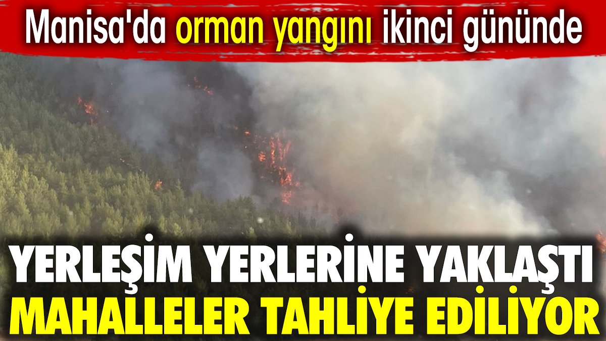 Manisa'da orman yangını ikinci gününde. Yerleşim yerlerine yaklaştı mahalleler tahliye ediliyor