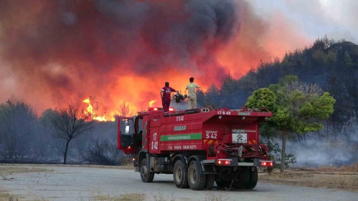 Çanakkale'de ziraat alanında başlayan orman yangını devam ediyor