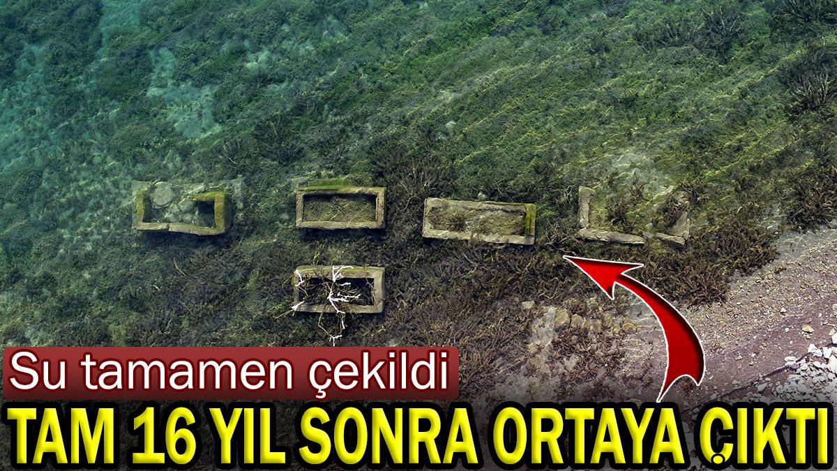 Pusat Barajı’nda su tamamen çekildi! Maden köyü ve mezarlık 16 yıl sonra ortaya çıktı