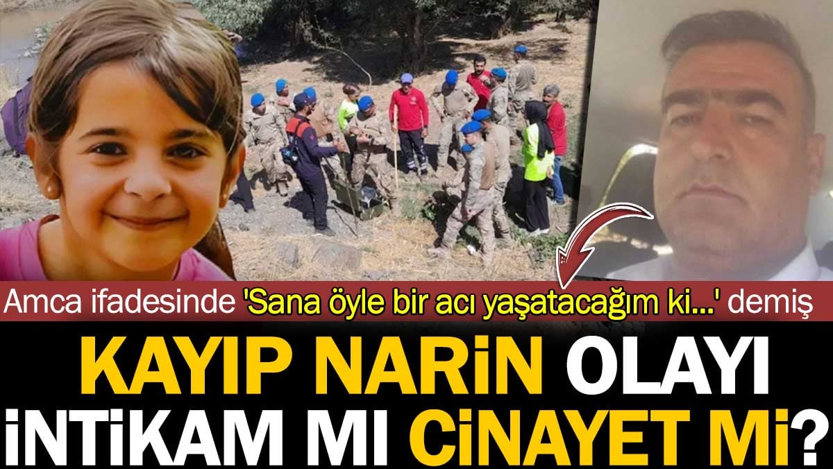 Kayıp Narin olayı intikam mı cinayeti mi? Amca ifadesinde 'Sana öyle bir acı yaşatacağım ki...' demiş