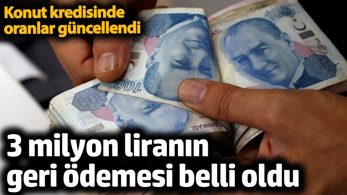 3 milyon liranın geri ödemesi belli oldu. Konut kredisinde oranları güncelledi