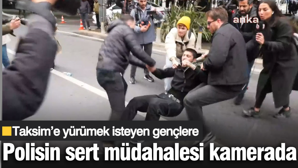 Taksim’e yürümek isteyen gençlere polisin sert müdahalesi kamerada