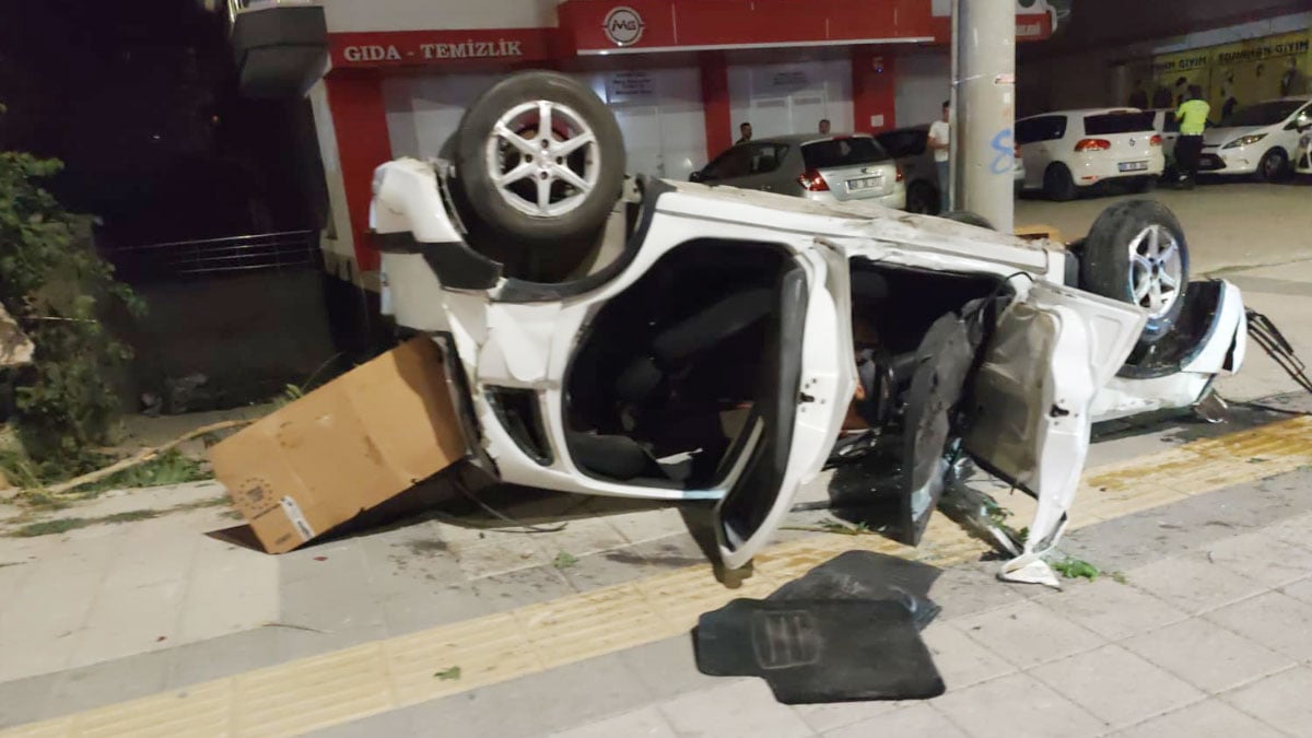 Aksaray’da takla atan otomobil korkuttu: 1 yaralı
