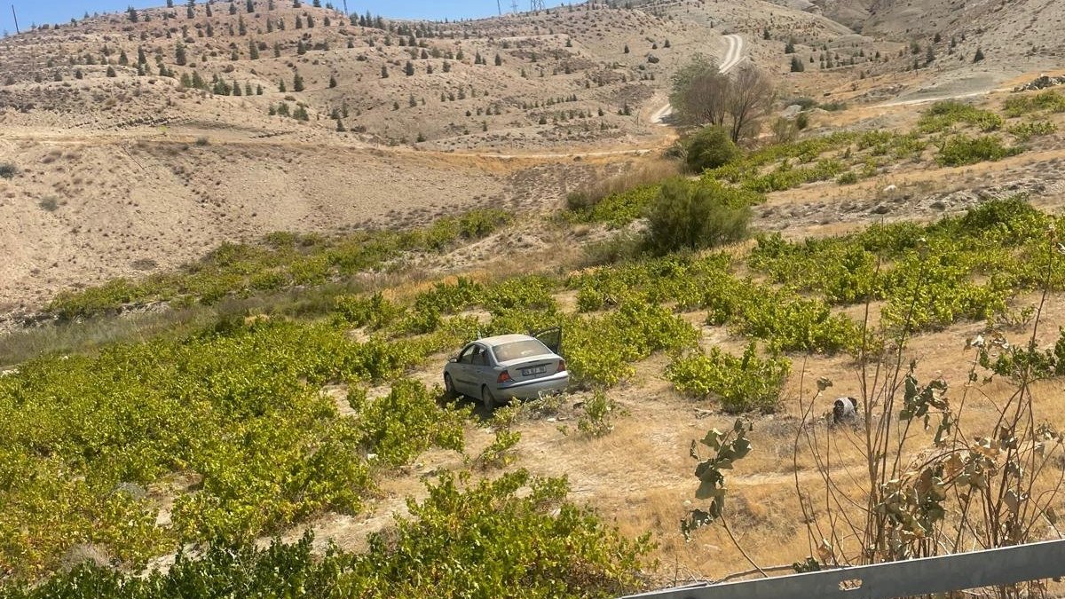Malatya’da kontrolden çıkan araç üzüm bağına uçtu: 2 yaralı