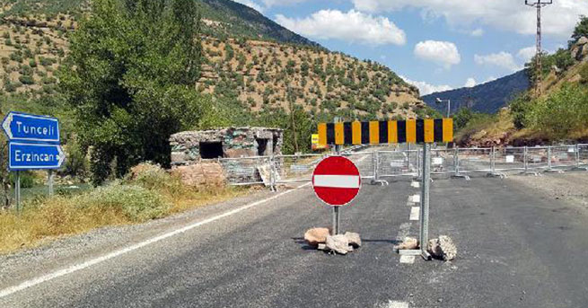 Tunceli-Erzican yolu kapatıldı