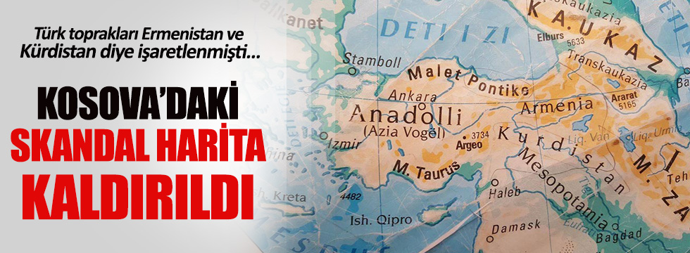Kosova'da tepki çeken 'Türkiye haritası' okuldan kaldırıldı