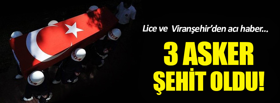 Lice ve Viranşehir'den acı haber: 3 şehit