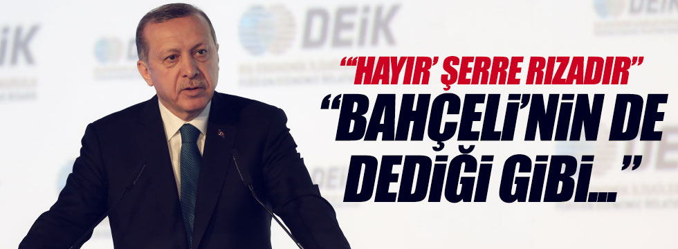 Erdoğan: "'hayır' şerre rızadır'