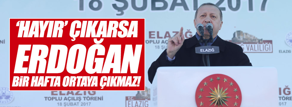 "Hayır çıkarsa Erdoğan bir hafta ortaya çıkmaz"