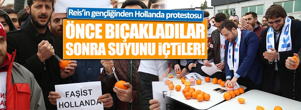"Reis'in Gençliği", Hollanda'yı portakal bıçaklayıp içerek protesto etti