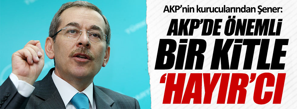 AKP'nin kurucularından Şener: AKP'de önemli kısım 'hayır' diyecek