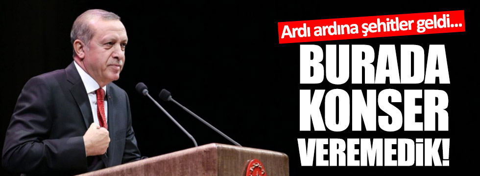 Erdoğan: "Ardı ardına şehitler geldi, konser veremedik!"