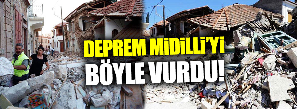 Midilli'de depremin hasarı ortaya çıktı