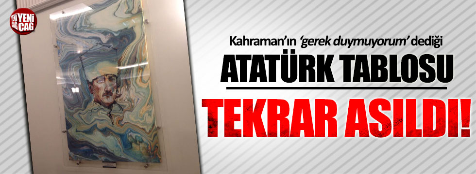 Atatürk'ün kalpaklı resmi Meclis'e asıldı