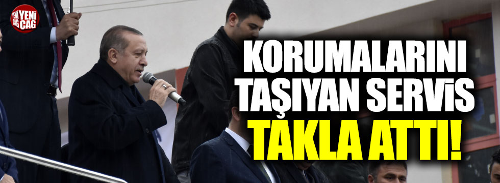Erdoğan’ın korumalarını taşıyan servis takla attı