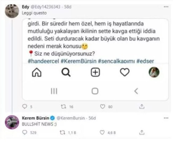 Hande Erçel ve Kerem Bürsin dizi setinde kavga mı etti - Resim : 1