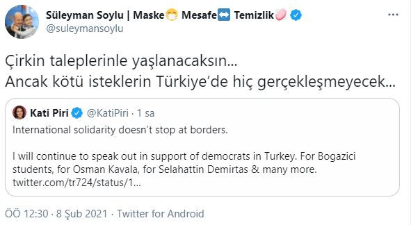 Süleyman Soylu'dan Kati Piri'ye cevap - Resim : 1