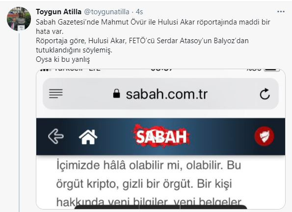 FETÖ'cü general Balyoz'dan yatmamış. Röportajdaki hatayı ODA TV ve Toygun Atilla ortaya çıkardı - Resim : 1