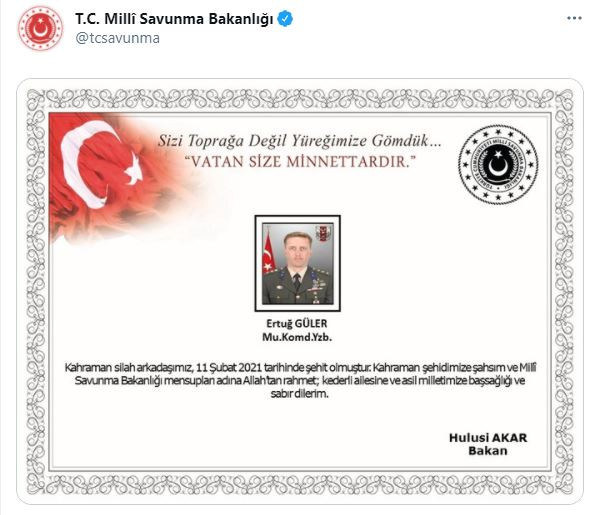 Gara bölgesinden bir acı haber. Bir yüzbaşımız daha şehit oldu - Resim : 1