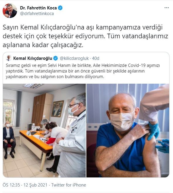 Bakan Koca Kılıçdaroğlu'na teşekkür etti - Resim : 1