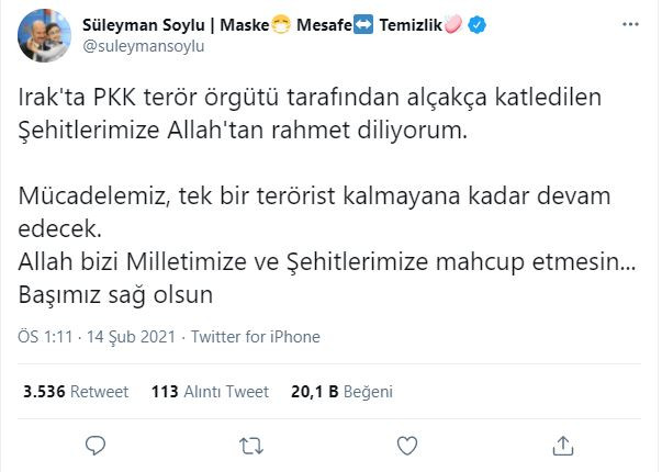 Süleyman Soylu'dan başsağlığı mesajı - Resim : 1