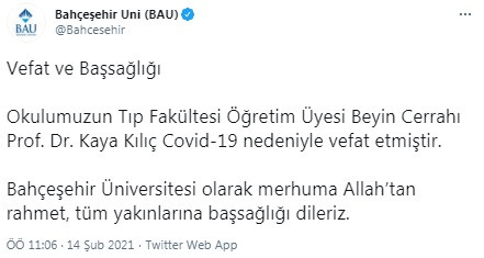 Bir doktor daha koronaya yenik düştü (14 Şubat 2021) - Resim : 1