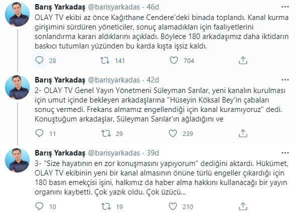 Kapanan OLAY TV ile ilgili bomba gelişme. Gazeteci Barış Yarkadaş açıkladı. 180 gazeteci işsiz kalmıştı - Resim : 1