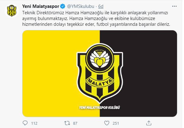 Yeni Malatyaspor'da Hamza Hamzaoğlu kararı - Resim : 1
