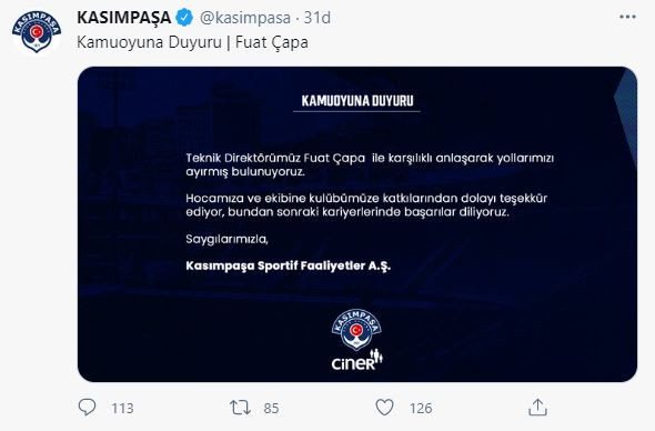 Süper Lig'de sürpriz ayrılık (22 Mart 2021) - Resim : 1