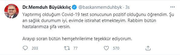 Kayseri Büyükşehir Belediye Başkanı Büyükkılıç koronaya yakalandı - Resim : 1