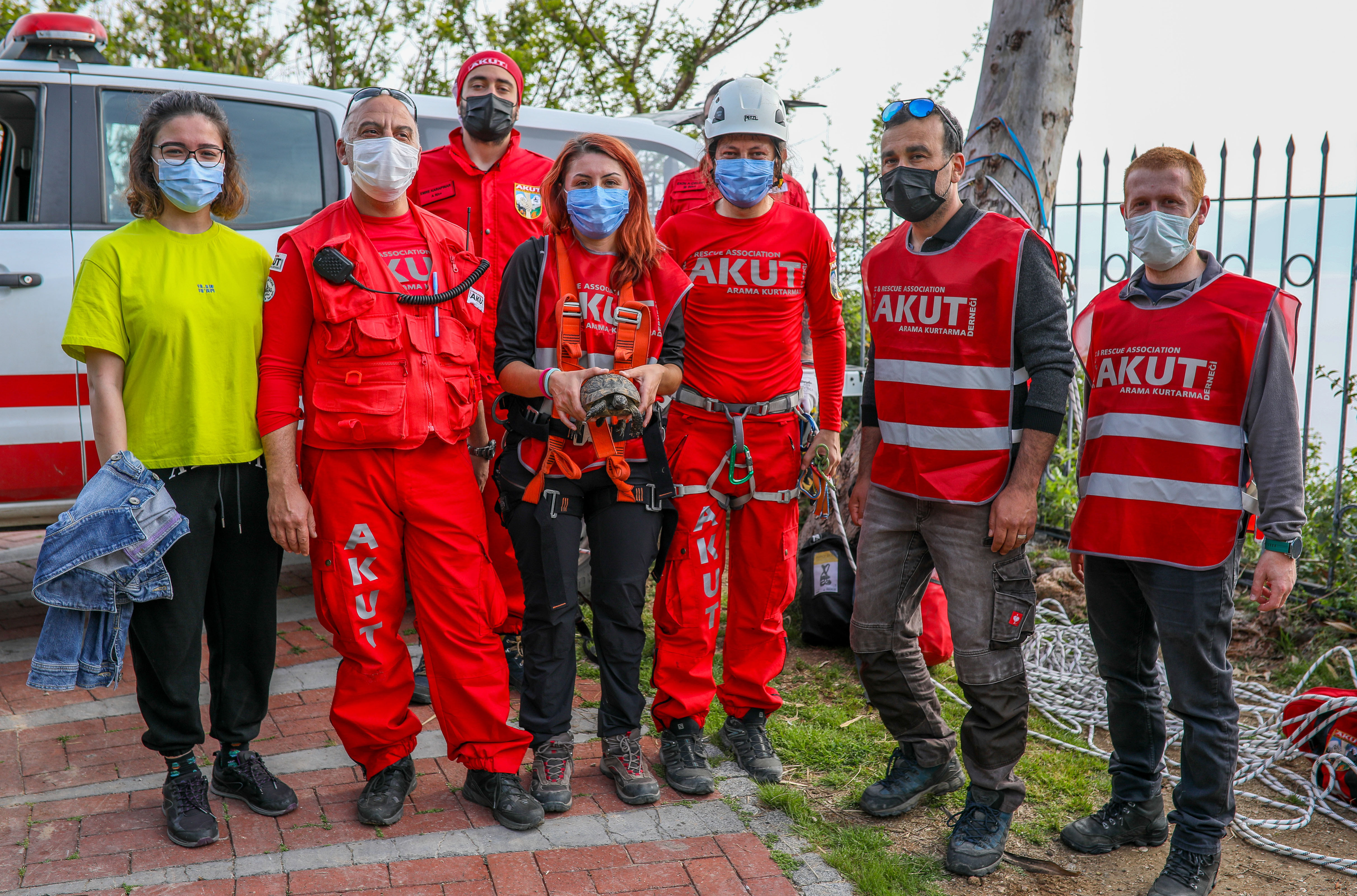 Uçurumda sıkışan kaplumbağa için seferber oldular - Resim : 3