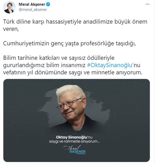 Meral Akşener'den Oktay Sinanoğlu mesajı - Resim : 1