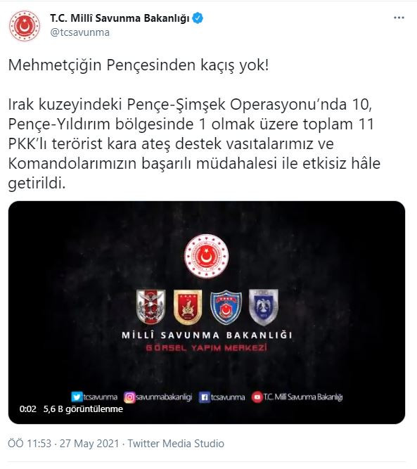 11 PKK'lı terörist öldürüldü (27 Mayıs 2021) - Resim : 1