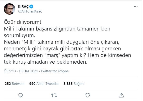 Milli takımın ikinci mağlubiyetinin ardından şarkıcı Kıraç isyan etti - Resim : 1
