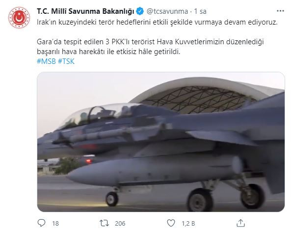 Irak'ın kuzeyinde 3 PKK'lı terörist öldürüldü - Resim : 1