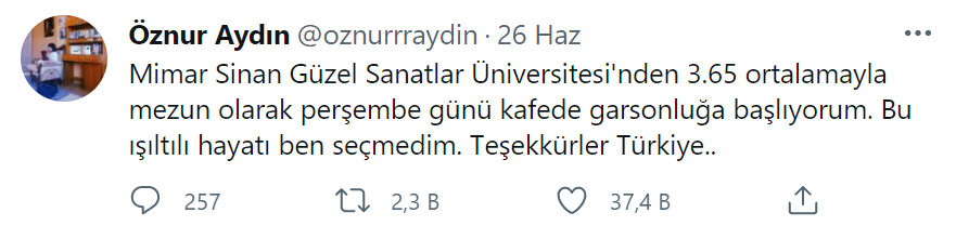 Mimar Sinan Üniversitesi’ni dereceyle bitirdi, garson olarak işe başladı - Resim : 1