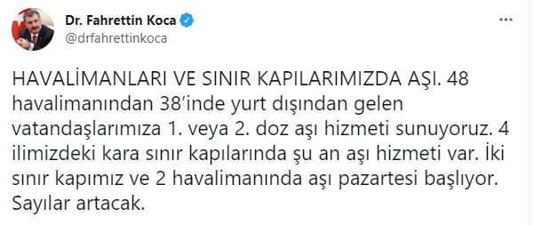 Bakan Koca açıkladı. Aşılamada yeni uygulama pazartesi başlıyor - Resim : 1