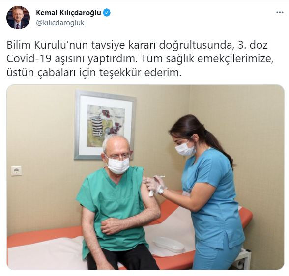 Kılıçdaroğlu 3. doz aşısını oldu - Resim : 1