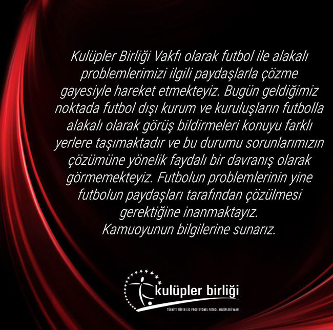 Kulüpler Birliği'nden yeni açıklama - Resim : 1