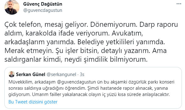 Sanatçı Güvenç Dağüstün’e konser sonrası saldırı - Resim : 2