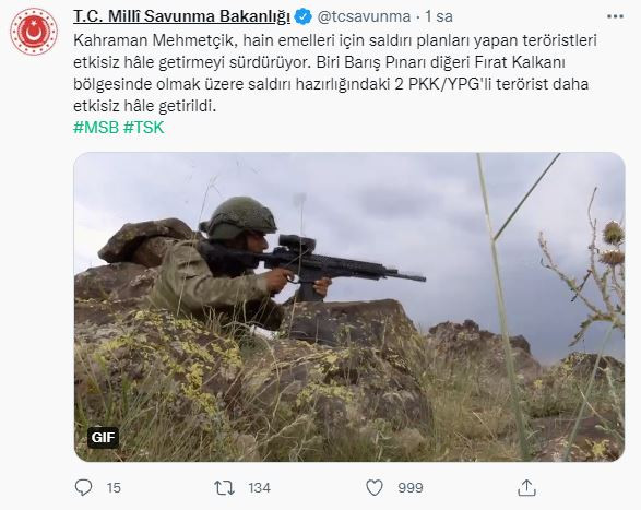 2 PKK/YPG’li terörist öldürüldü (22 Eylül 2021) - Resim : 1