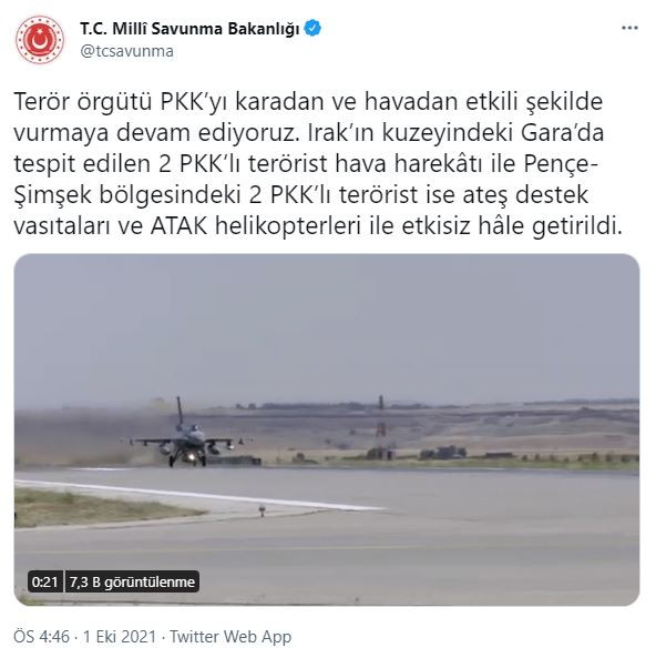 Irak'ın kuzeyinde 4 terörist etkisiz hale getirildi (01 Ekim 2021) - Resim : 1