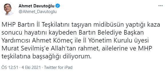 Ahmet Davutoğlu'ndan MHP'ye taziye - Resim : 1