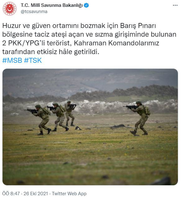 2 terörist etkisiz hale getirildi (26 Ekim 2021) - Resim : 1