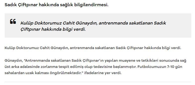 Sadık Çiftpınar 10 gün sahalardan uzak kalacak - Resim : 1