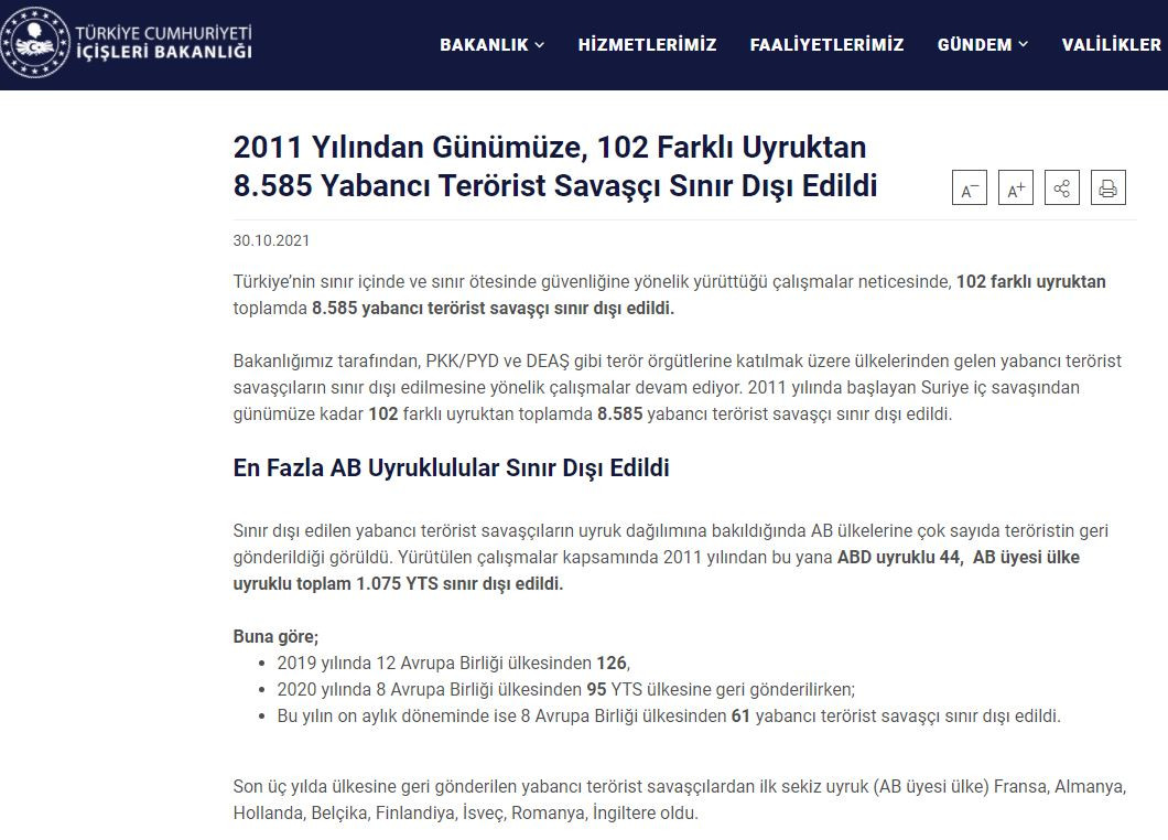 İçişleri Bakanlığı açıkladı: 8 bin 585 yabancı terörist savaşçı sınır dışı edildi - Resim : 2