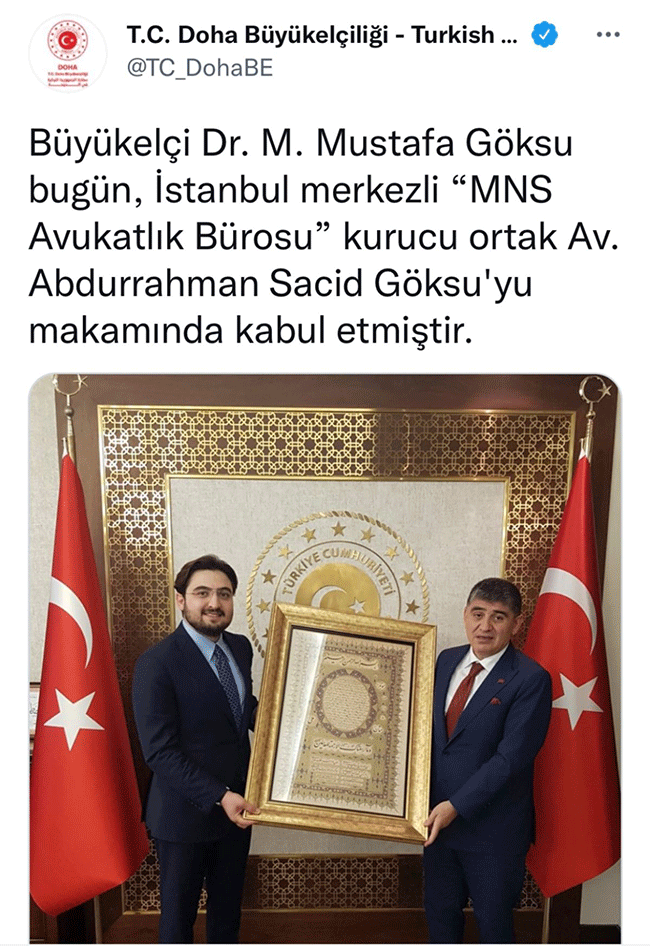 Yasak olmasına rağmen Büyükelçilik hesabından reklamı yapıldı. AKP’li Tevfik Göksu’nun yeğeni yine gündemde - Resim : 1